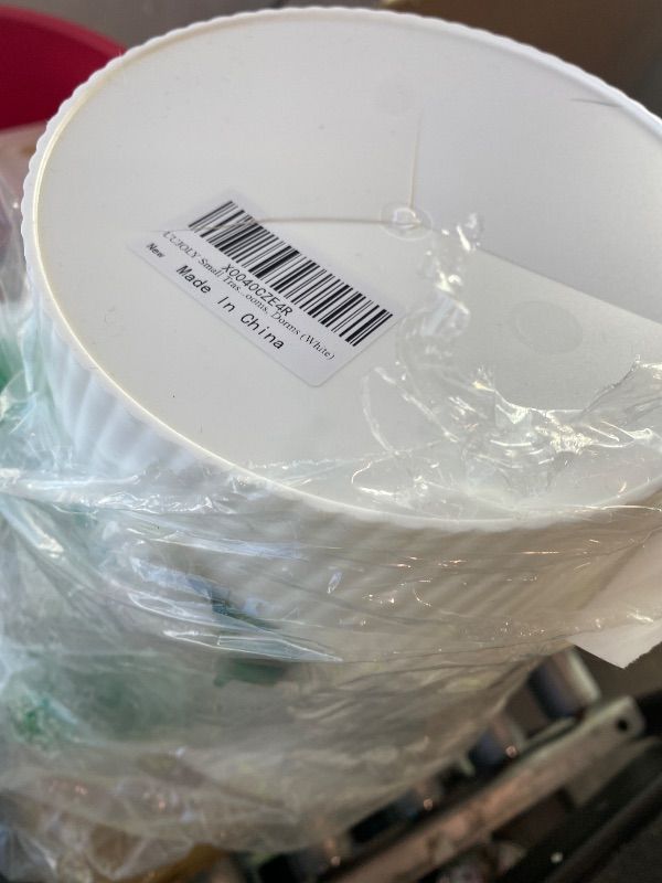 Photo 1 of **minor crack at bottom**UUJOLY Small Trash Can Wastebasket Garbage Can Container Bins for Bathrooms, Laundry Room, Kitchens, Offices, Kids Rooms, Dorms (White)