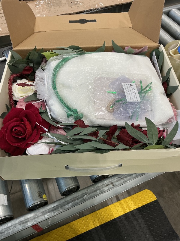 Photo 1 of *MINOR DAMAGE - USED*
Lisuun Wedding Arch Flowers, Artificial Flowers for Decoration, 2pcs Flower Swag and 1 pcs Semi-Sheer Chiffon Table Runner Swag for Beautiful Dream Wedding Ceremony Floral Decor - Pack of 3