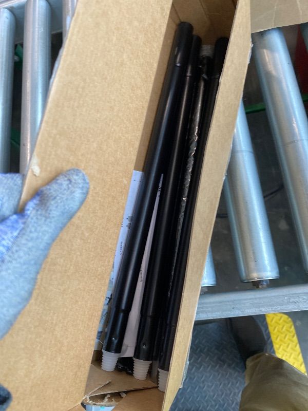 Photo 1 of ***MISSING KNOBS*** KAMANINA Curtain Rods for Windows 48 to 84 Inches, Black Curtain Rod 32 to 86 Inches (2.6-7.1ft), 7/8 Inch Decorative Drapery Rod with Round Finials