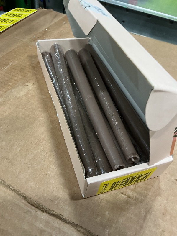 Photo 1 of 10 Inch Grayish-Brown Taper Candles for Home Decoration, 10 Pack Unscented Candlesticks for Dinner Wedding Party, Smokeless and Dripless Candle Sticks