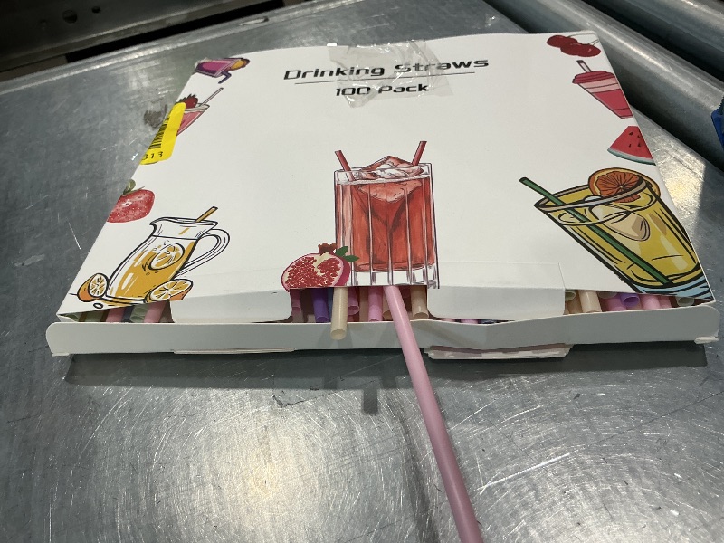 Photo 1 of [100 Pcs] Colorful Disposable Plastic Drinking Straws - 8.26" Long & 0.24" Diameter Cute Straws for Juice,Coffee,Milk,Cocktail, Ideal for Bachelorette Party, Birthday Party, Bridal Shower, Baby Shower