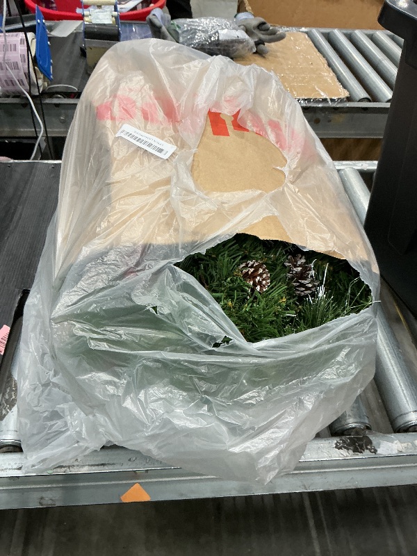 Photo 1 of [ Timer & 8 Modes ] 9 Ft by 10 Inch 50 LED Prelit Christmas Garland Decorations Warm White Lights Thick 270 Snowy Tips 70 Red Berry 10 Pinecone Xmas Decor Garland Indoor