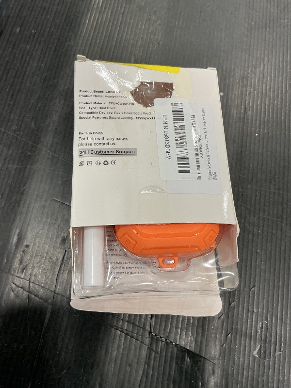 Photo 1 of [Upgrade Secure Lock] for Beats Powerbeats Pro 2 Case Cover, LDSXAY Carbon Fiber Shockproof Protective Cover for Powerbeats Pro 2 2025 with Cleaner Kit & Carabiner (Orange)