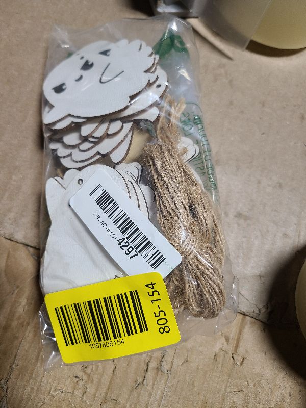 Photo 1 of 24 Pcs Ghosts Wood Hanging Ornaments for Tree - Halloween Wooden Decors with Rope for Party Decoration