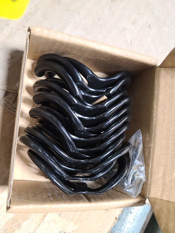 Photo 1 of 15 Pack Coat Hooks Wall Hooks for Hanging, Heavy Duty Double Prong Metal Hook Wall Mounted for Living Room, Bathroom, Kitchen, Bedroom for Coat, Bag, Scarf, Towel, Hat, Key, Cup (Black)