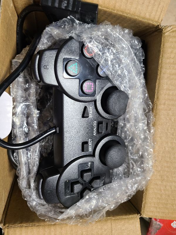 Photo 1 of HaeBorl PS2 Controller, 2 Packs Wired Controller Compatible with PS2/PS2 Slim/PS1, PS2 Replacement Wired Controller with Dual Vibration, Black