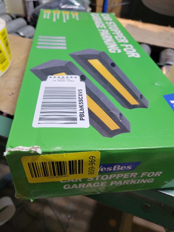 Photo 1 of 2 Pack Garage Parking Aid, 16.9'' Parking Stopper for Garage, Car Truck Curb Floor Parking Lot Wheel Tire Stops Bumpers with Reflective Yellow, Parking Gadgets Protects Garage Walls and Car