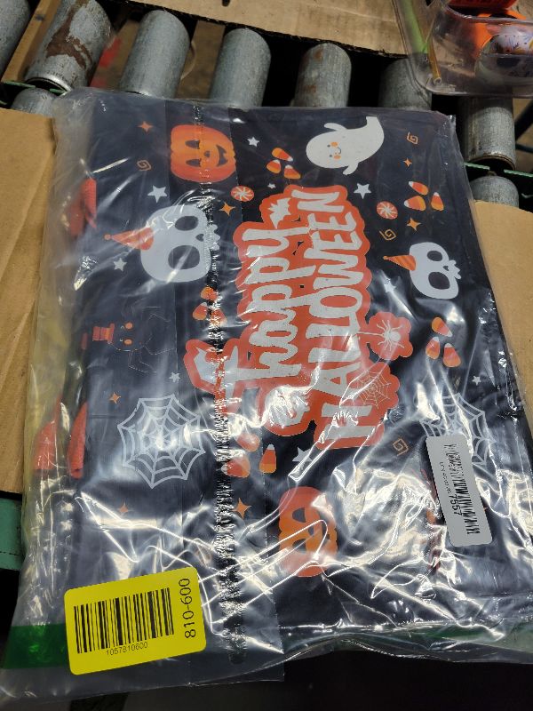 Photo 1 of 14'' Halloween Trick or Treat Bags, Glow in The Dark Halloween Candy Tote Bag with Handle, Canvas Tote Bag, Reusable Bags for Trick or Treating, Party (Orange Skull)