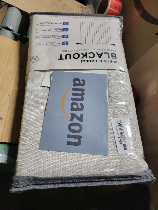 Photo 1 of 100% Blackout Shield Linen Blackout Curtains for Bedroom 90 Inches Long, Back Tab/Rod Pocket Living Room Drapes, Thermal Insulated Blackout Curtains 2 Panels Set, 50" W x 90" L, Beige