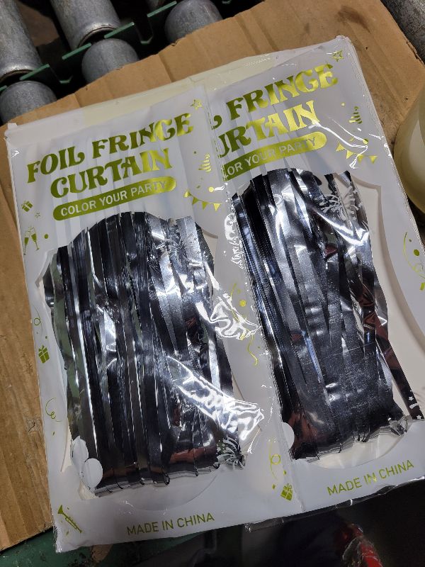 Photo 1 of 2 Pack Tinsel Backdrop, 3.28 FT x 7.05 FT Birthday Party Decorations, Silver Party Streamer Fringe Curtains Foil Backdrop, Metallic Silver Photo Props Party Supplies Party Decor