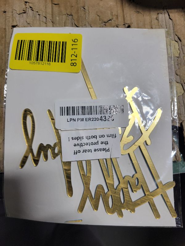 Photo 1 of 1PCS Gold Birthday Cake Topper, 5.3 x 7.2 Inches Acrylic Happy Birthday Cake Sign, Glitter Mirror Cake Topper Decorations for Anniversary, Bridal Shower, Birthday Party Supplies?