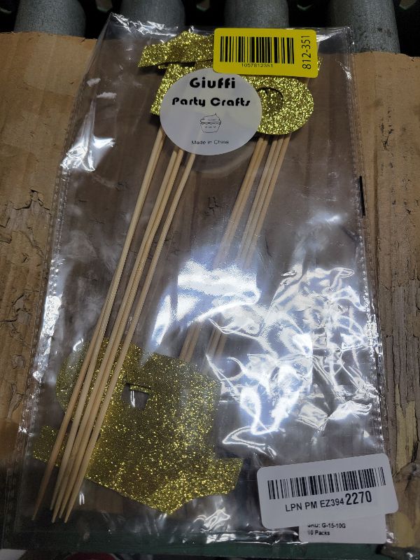 Photo 1 of 15th Birthday Centerpiece Sticks Gold Glitter Number 15 Party Table Toppers Flower Picks Anniversary Party Supplies - Pack of 10