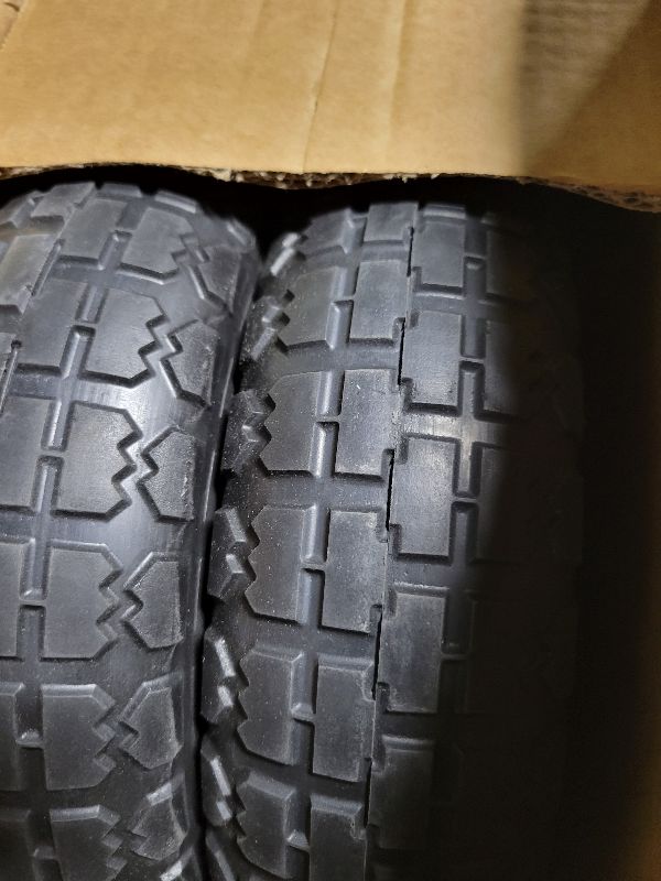 Photo 1 of 10 Inch Solid Rubber Tires, 4.10/3.50-4 Tire and Flat Free with 5/8" Bearings, 2.17" Offset Hub for GOR Garden Carts, Garden Wagon Carts, Trolleys, Hand Trucks and Utility Cart(2 Pack)