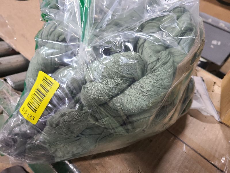 Photo 1 of 12 Pack 10Ft Cheesecloth Table Runner 35x120 Inch Boho Gauze Table Runner Cheese Cloth Long Romantic Table Runners for Wedding Bridal Shower Birthday Party Table Decor (Dusty Sage Green)