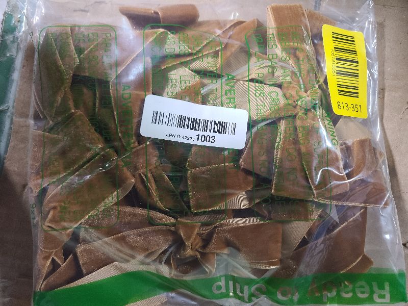 Photo 1 of 12Pcs Vintage Velvet Ribbon Bows Christmas Tree Decorations,5in x 10in Brown Xmas Ornaments for Tree Home Party Front Door Wreath Holiday Decor