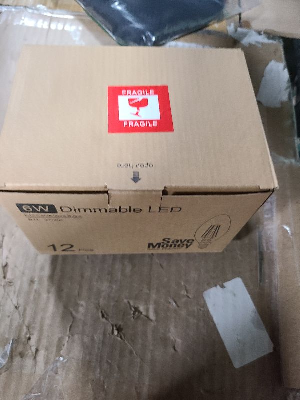 Photo 1 of 12-Pack Dimmable E12 LED Candelabra Bulbs 60W Equivalent, 2700K Soft Warm White, 600 Lumens B11 Candle Base 6W C35 LED Filament Vintage Light Bulbs, Clear Glass for Chandelier Ceiling Fan High CRI 90+