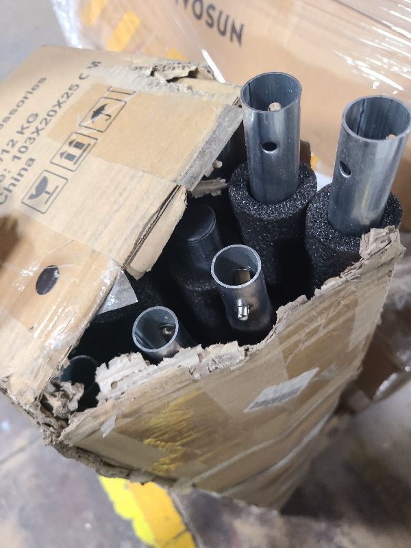 Photo 1 of 14FT Trampoline Net and Replacemen Poles, with Clamp and Hardware, Enclosure Pole Connecters, Screws and Bolts, Poles Caps Fits 14FT Trampoline with 6 Poles