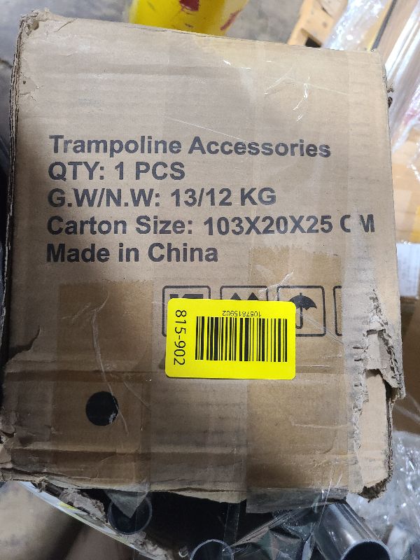 Photo 1 of 14FT Trampoline Net and Replacemen Poles, with Clamp and Hardware, Enclosure Pole Connecters, Screws and Bolts, Poles Caps Fits 14FT Trampoline with 6 Poles