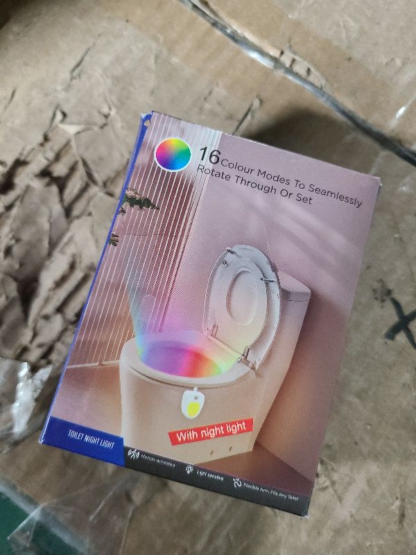 Photo 1 of 2-Pack Toilet Night Light, 16-Color LED Bowl Nightlight with Motion Sensor Activated Toilet Lights for Bathroom/Bedroom/Hallway