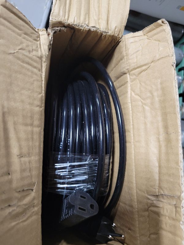 Photo 1 of 16AWG 10A 1250W 125V 100 Ft Outdoor Extension Cord Waterproof, Weatherproof & Flame Retardant Black 3 Prong Power Cord Outside for Lawn & Garden, SJTW ETL Listed
