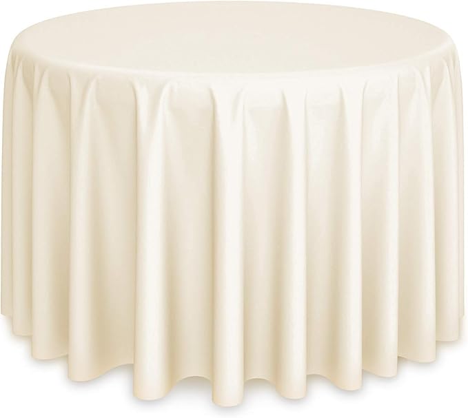 Photo 1 of 120" Round Premium Tablecloth for Wedding/Banquet/Restaurant - Polyester Fabric Table Cloth - Ivory