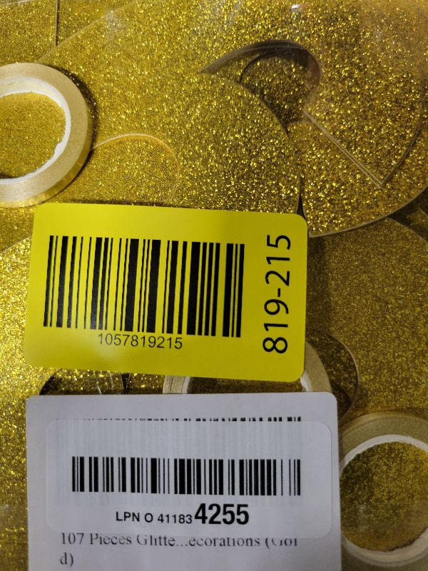 Photo 1 of 107 Pieces Glitter A-Z Letters and Numbers Banner – DIY Custom Alphabet and Number Garland Kit for Birthday, Wedding, Graduation, Baby Shower, New Year and Party Decorations (Gold)