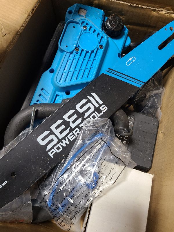 Photo 1 of SEESII 40V 16-Inch Cordless Chainsaw: Brushless Electric Chain Saws with 2×4.0Ah Batteries & Charger, Tool-Free Chain Tension, Auto Oiling, for Tree Trimming, Wood Cutting, Yard Work