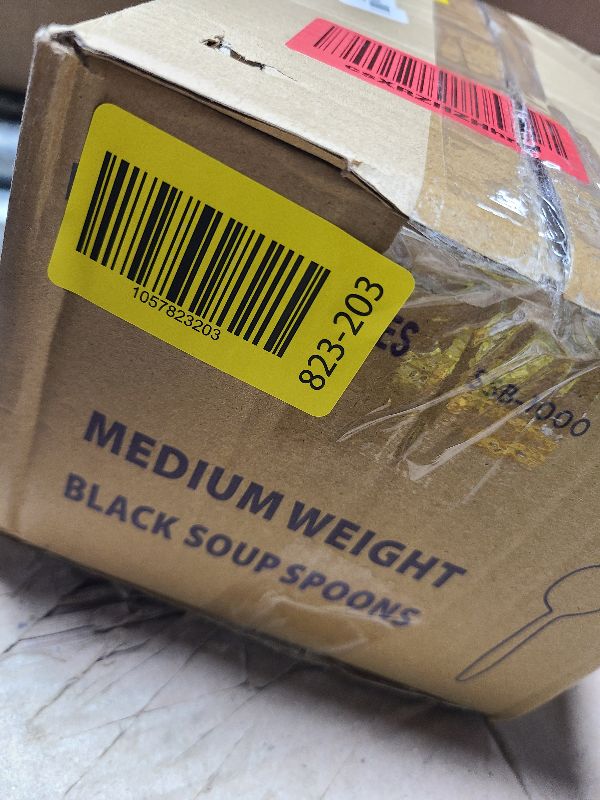 Photo 1 of 1,000 Plastic Disposable Soup Spoons Bulk Black Medium Weight Disposable Silverware Plastic Cutlery Spoons