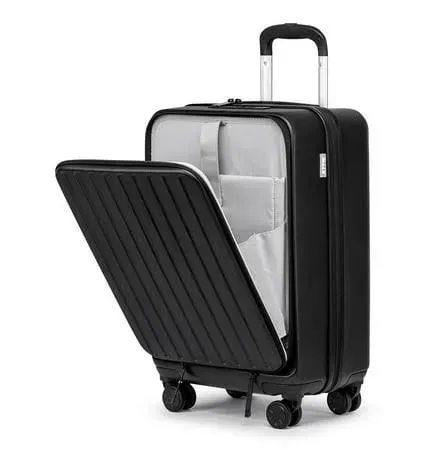 Photo 1 of 20 inch Small Carry On Luggage Front Open with Laptop Pocket, ABS+PC Hard Shell Suitcase with Spinner Wheels TSA Lock & YKK Zipper, 20in/Toiletry Bag/Handbag, Black