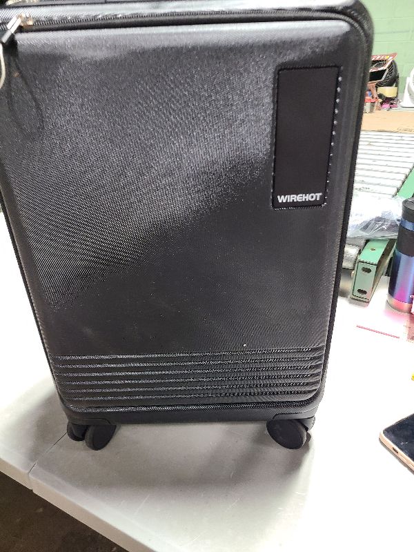 Photo 1 of 20 inch Small Carry On Luggage Front Open with Laptop Pocket, ABS+PC Hard Shell Suitcase with Spinner Wheels TSA Lock & YKK Zipper, 20in/Toiletry Bag/Handbag, Black