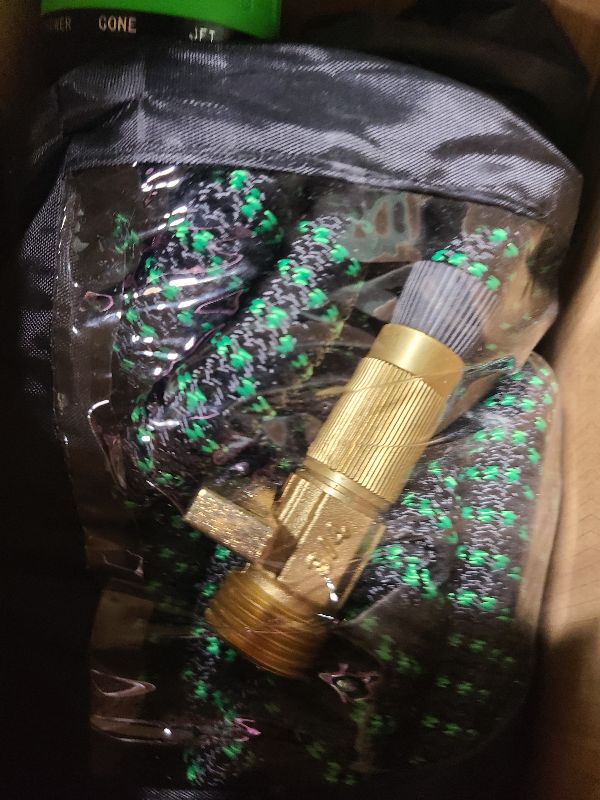Photo 1 of 100 ft Expandable Garden Hose, 2025 Upgraded Retractable Flexible Water Hose 100ft with 10 Function Spray Nozzle, Lightweight, Kink-free,Expanding Hoses With 3/4" Solid Brass Fittings