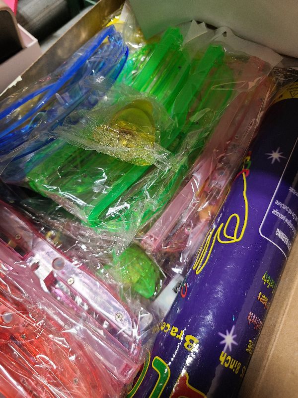 Photo 1 of 130PCS Glow in the Dark Party Supplies for Kids Adults, Light Up Party Favors with LED Glasses, Headbands, Finger Lights, Glow Sticks, Temporary Tattoos, Neon Face Body Paint for Halloween, Birthdays