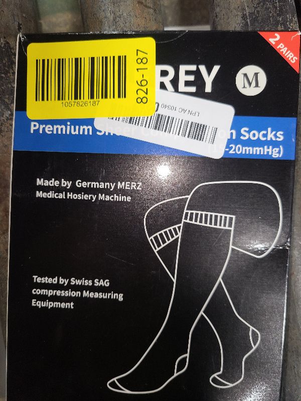 Photo 1 of 2 Pairs Sheer Compression Socks for Women 15-20 mmHg - Support Hose Knee High Compression Stockings with Comfy Toe Seam