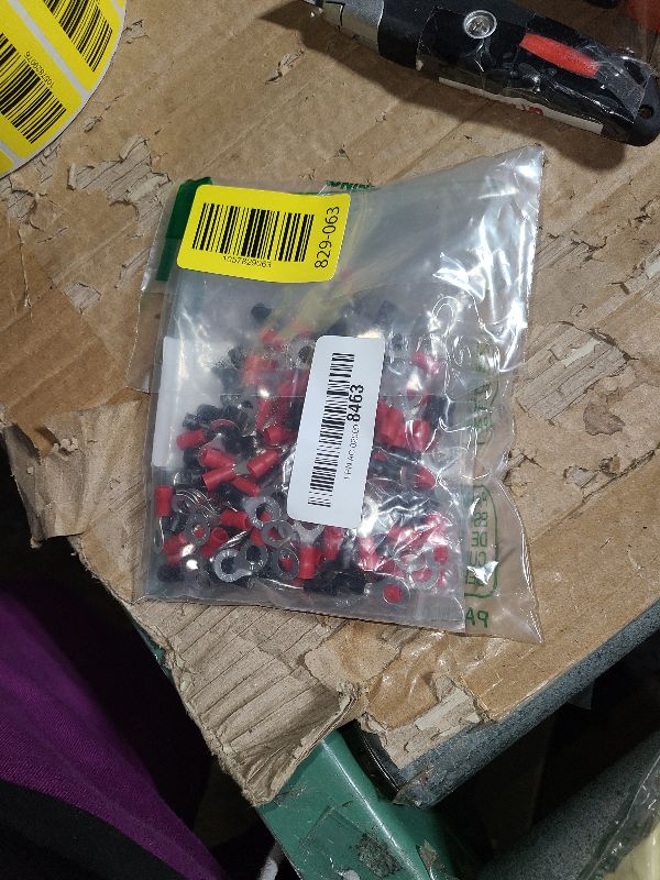 Photo 1 of 200Pcs 1/4 M6 Ring Terminals,AWG 16-14 Insulated Electrical Crimp Terminals,O-Type Crimp Connector Wire Lugs Battery Cable Terminal Kit(100Red+100Black)