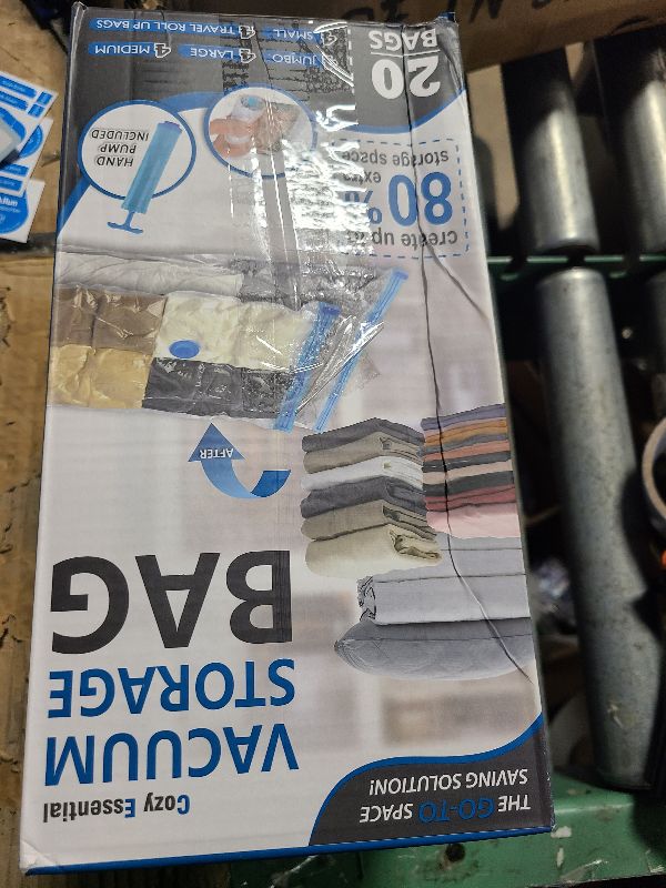 Photo 1 of 20 Pack Vacuum Storage Bags, Space Saver Bags (4 Jumbo/4 Large/4 Medium/4 Small/4 Roll) Compression for Comforters and Blankets, Sealer Clothes Storage, Hand Pump Included