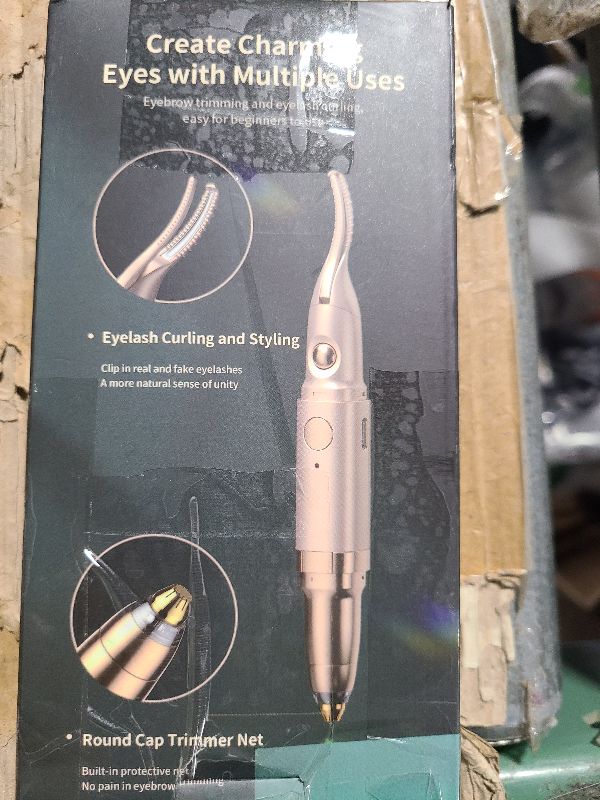 Photo 1 of 2 in 1 Heated Eyelash Curlers and Eyebrow Trimmer for Women, Electric Eyelash Curler with 2 Temperature Modes Anti-Burn USB Rechargeable Heated Eyelash Curler, Ideal Gift for Women (Gold)