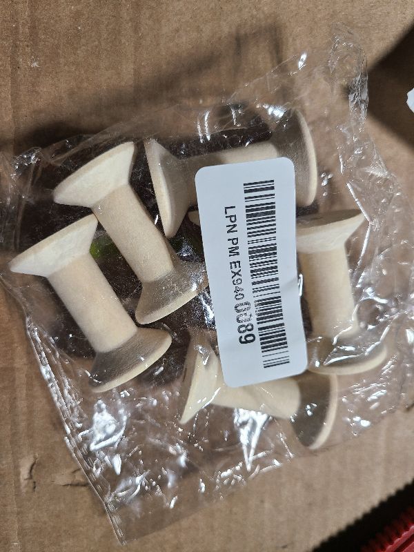 Photo 1 of 10pcs Wooden Empty Thread Spools TOPINCN Unfinished Craft Spool Wood Color 47mm x31mm