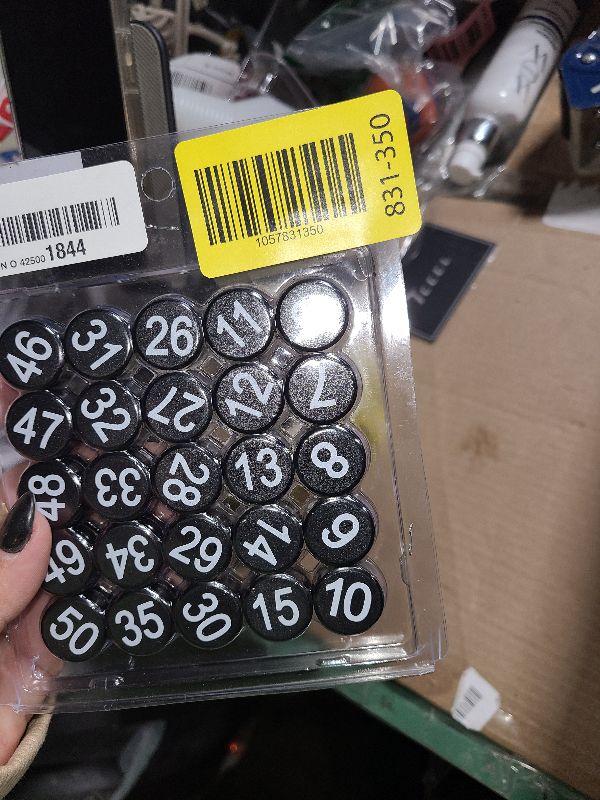 Photo 1 of 1-50 Magnetic Numbers, Magnets with Number for Dry Erase Boards, Round Number Refrigerator Magnets for Whiteboard in Home and Office (0.8" Diameter, Black)