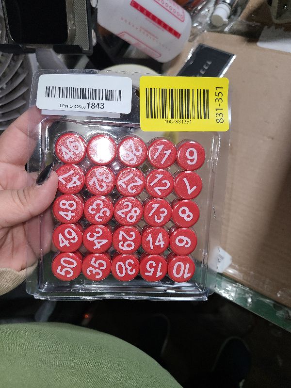 Photo 1 of 1-50 Magnetic Numbers, Magnets with Number for Dry Erase Boards, Round Number Refrigerator Magnets for Whiteboard in Home and Office (0.8" Diameter, Red)