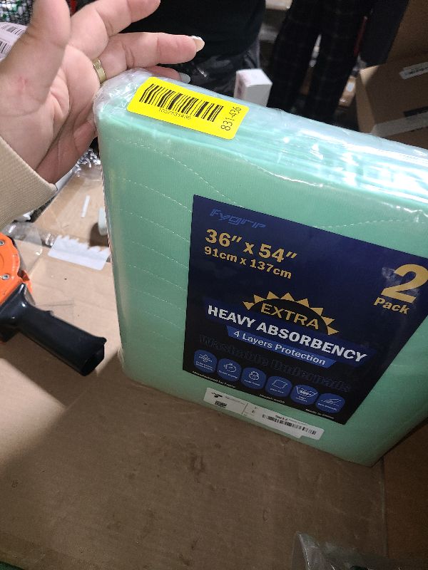 Photo 1 of 2 Pack 36” x 54” Extra Heavy Absorbency Washable Underpads, Waterproof Nursing Pads Incontinence Bed Pads, Reusable Washable Pee Pads for Dogs, Diaper Changing & Adults, Mattress Protector