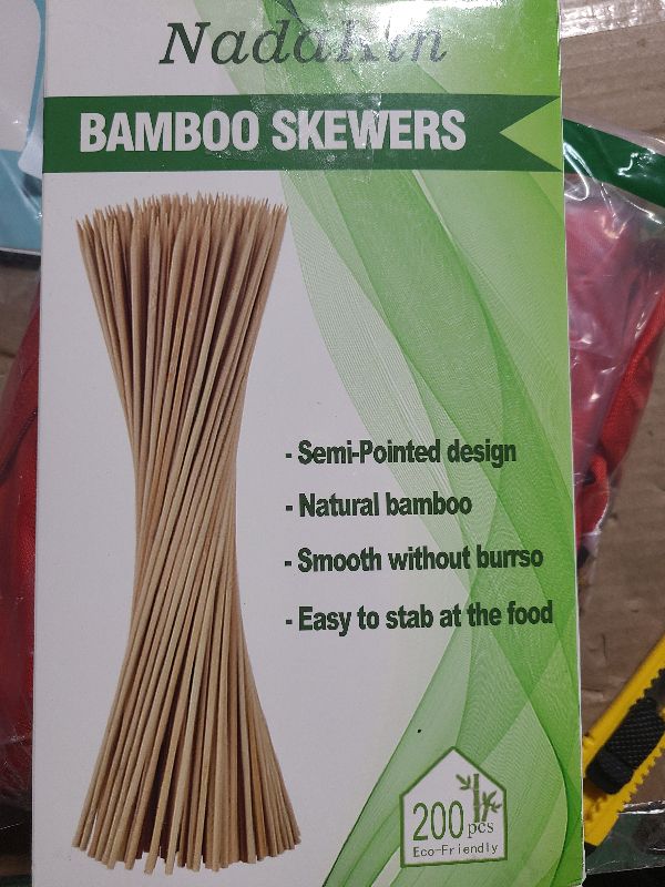 Photo 1 of 200 PCS Bamboo Skewers, 10 Inch Wooden Skewer for Appetizers, Fruit, Kebabs, Grilling Barbecue, Mini Burger, Sausage, Cocktail Picks for Drinks, Long Toothpicks, Food Sticks Natural, Kitchen Gadget