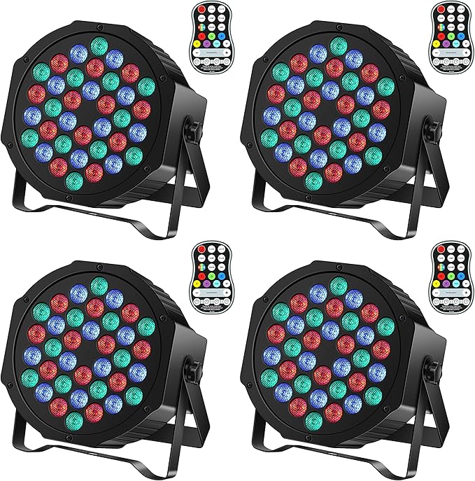 Photo 1 of **MSRP 229.99** Rechargeable Par Can Lights U`King Wireless LED Uplights Battery Powered Uplighting RGB 36W Stage Lighting for Events DJ Disco Wedding Party - 4 Pack