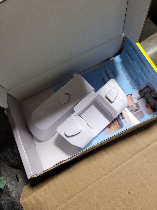 Photo 1 of 2-Pack Child Proof Fridge Lock with Adhesive - No Tools Required - Refrigerator Lock for Kids - Freezer Latch to Keep Door Closed - for Toddlers, Cats, & Dogs - White