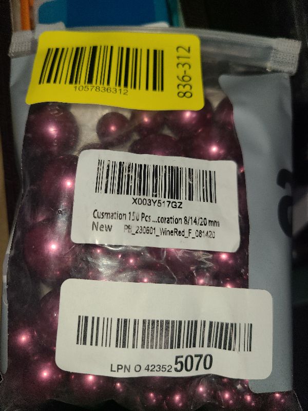 Photo 1 of 150Pcs Wine Red Polished No Hole Faux Pearl Beads for Vase Filling Decorations, Plastic Pearls Vase Fillers, Table Scatters, Wedding Centerpiece, Home Decor, 8/14/20 mm
