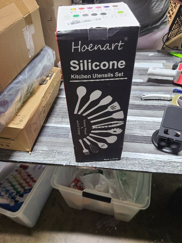 Photo 1 of 24 Pcs Kitchen Cooking Utensils Set,446°F Heat Resistant Non-Stick Silicone Kitchen Utensil Set With Wooden Handles and Holder,Kitchen Gadgets for Cookware,Kitchen Accessories,Khaki