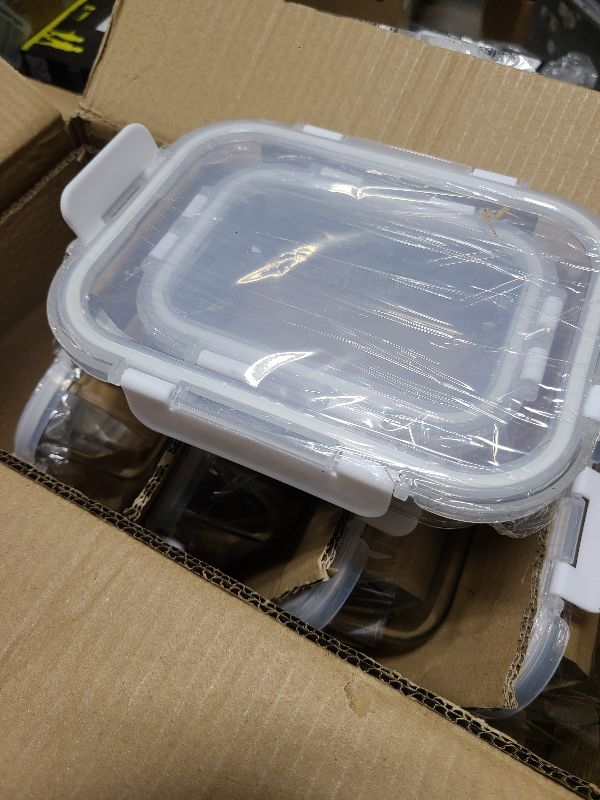 Photo 1 of [10-Pack]Glass Meal Prep Containers with Lids, MCIRCO Glass Food Storage Containers with Snap Locking Lids, Airtight Lunch Containers, Microwave, Oven, Freezer and Dishwasher, White