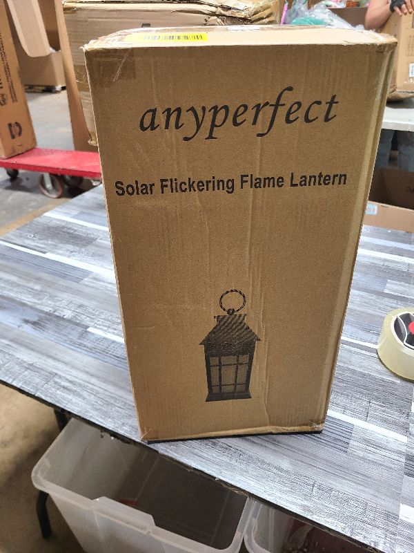 Photo 1 of 18" Glass Solar Lanterns Outdoor Waterproof, Large Solar Flickering Flame Lantern, Outdoor Lantern Decorative Metal Garden Light for Patio Garden Backyard Outside Tabletop Decor Birthday Gift Grandma