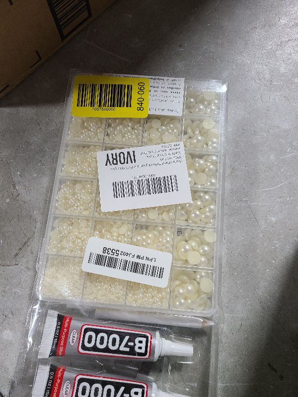 Photo 1 of 10000Pcs Ivory Flatback Pearls with Glue Kit for Bedazzling Crafts Crafting Shoes Nail Art Decoration, Mixed Sizes 2mm 3mm 4mm 5mm 6mm 8mm 10mm Beige Half Round Flat Back Pearls Beads Set
