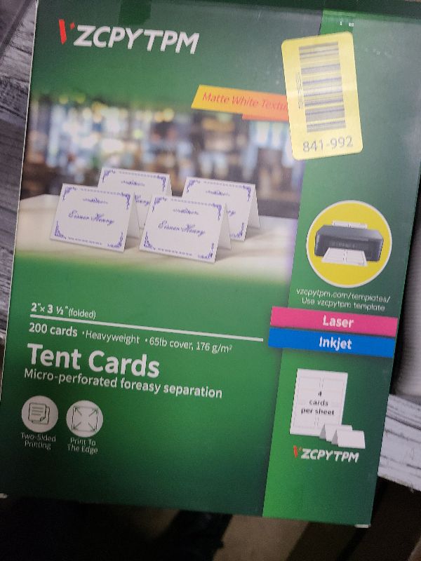 Photo 1 of 200 Tent Card,Printable Place Cards for Table Setting,2x3.5 Inches,Name Cards for Laser or Inkjet Printers,Wedding,Dinner Party,Buffet,50 Sheets