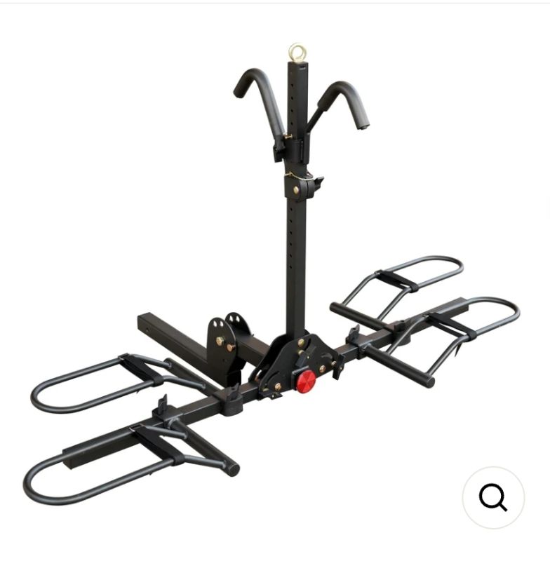 Photo 1 of 2-Bike Hitch Bike Rack, Folding Fat Tire Bike Carrier, 200 LBS, 2'' Receiver
